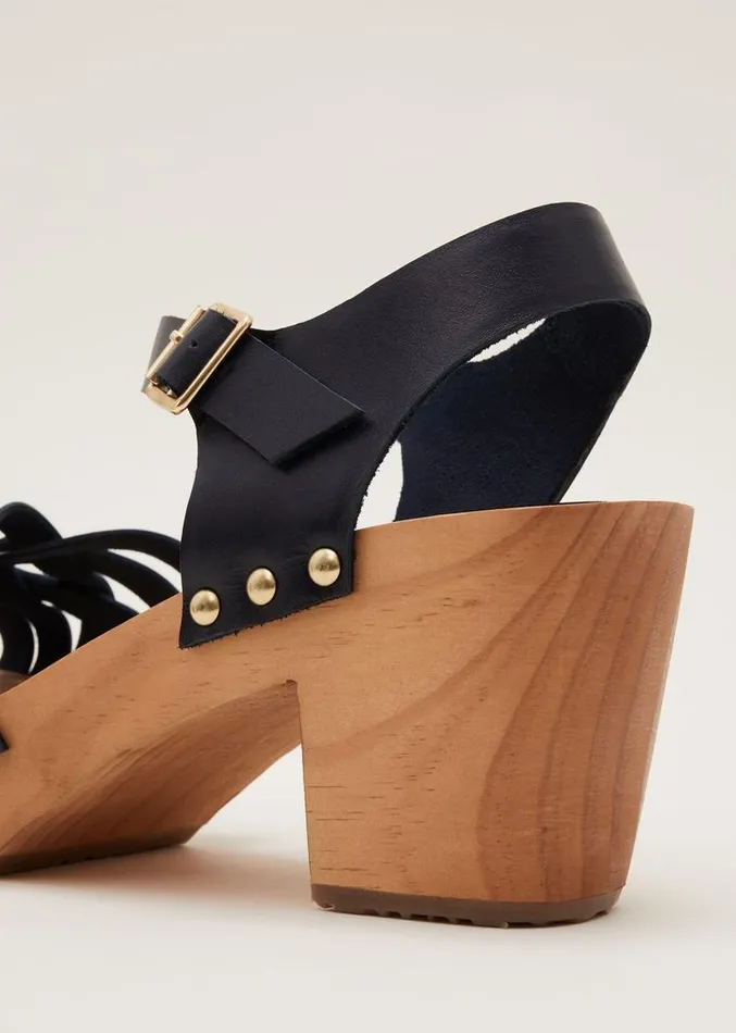 Woven Clog Heel Sandal Navy Women Phase Eight Heels