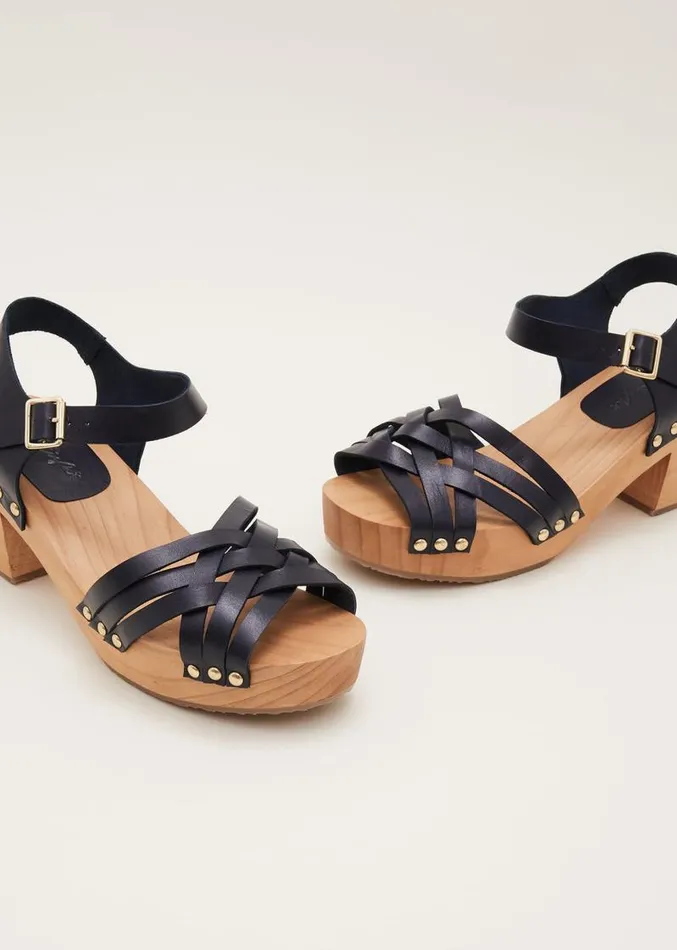 Woven Clog Heel Sandal Navy Women Phase Eight Heels