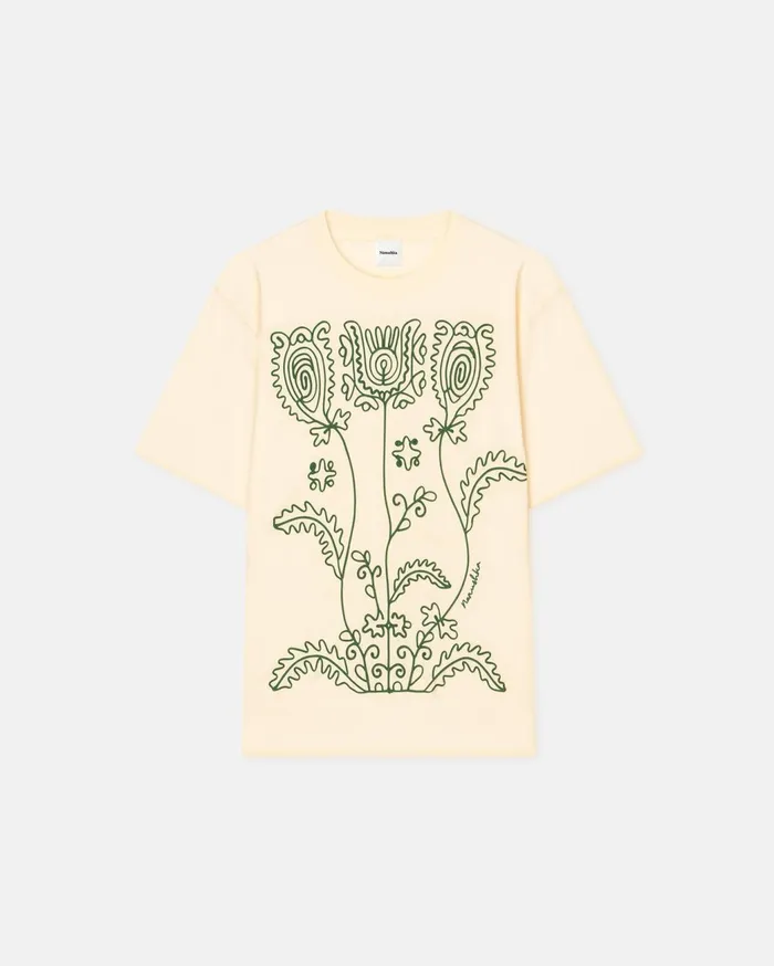 Wren Big Embroidered CottonJersey TShirt CremeGreen WomenMen Nanushka Tops
