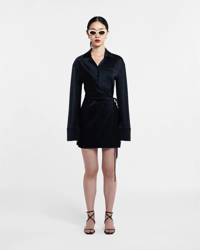 Xaviera Slip Satin Mini Dress Black Women Nanushka Dresses