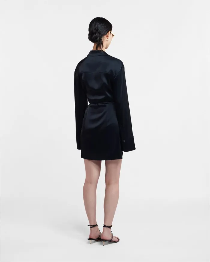 Xaviera Slip Satin Mini Dress Black Women Nanushka Dresses