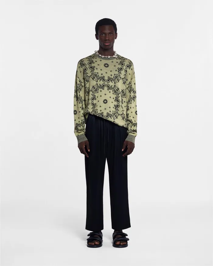 Yossi Sale MerinoJacquard Sweater Bandana Pale Yellow Black Men Nanushka Knitwear