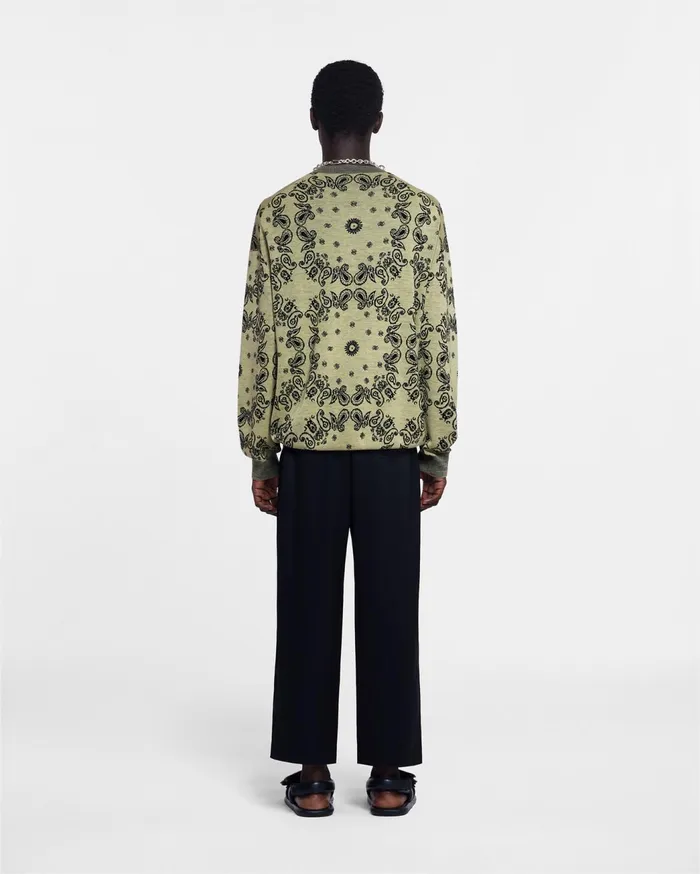 Yossi Sale MerinoJacquard Sweater Bandana Pale Yellow Black Men Nanushka Knitwear