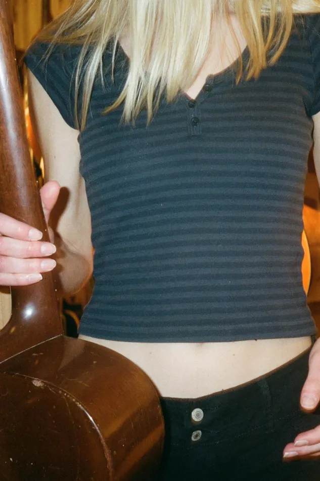 Zelly Stripe Top Faded Navy Stripes Women Brandy Melville Tops