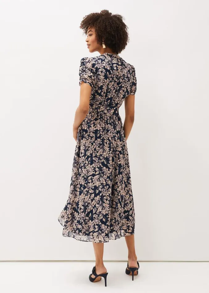 Zendaya Floral Dress Perussian Bluetaupe Women Phase Eight Dresses