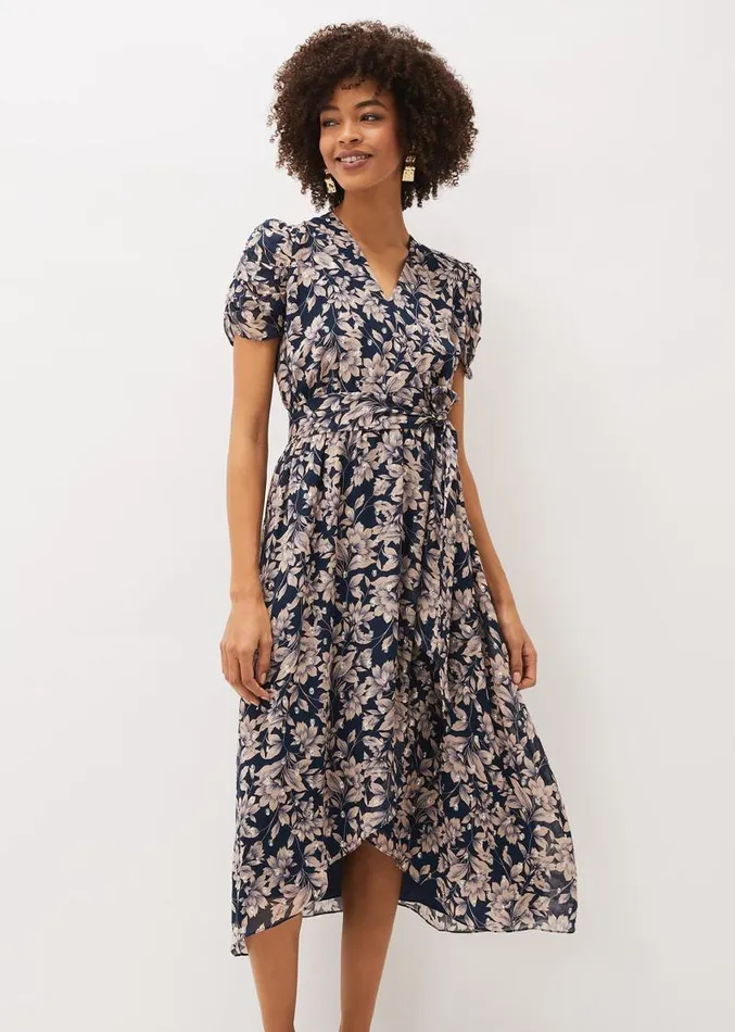 Zendaya Floral Dress Perussian Bluetaupe Women Phase Eight Dresses