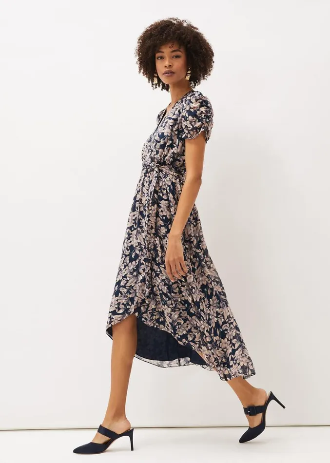 Zendaya Floral Dress Perussian Bluetaupe Women Phase Eight Dresses