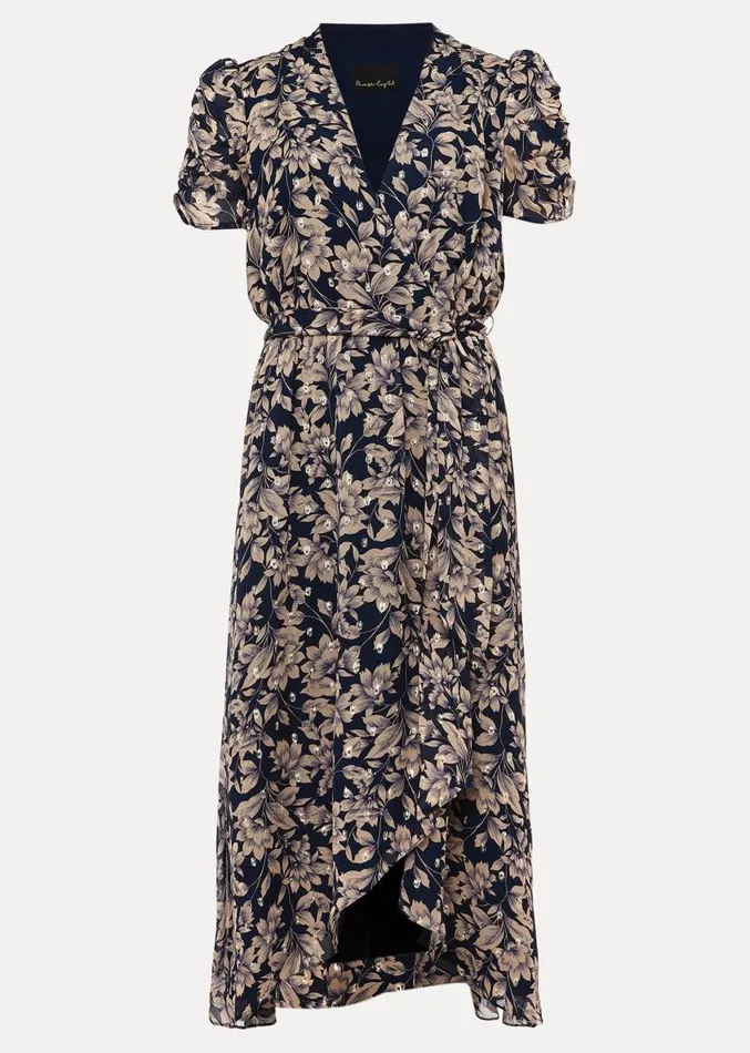 Zendaya Floral Dress Perussian Bluetaupe Women Phase Eight Dresses